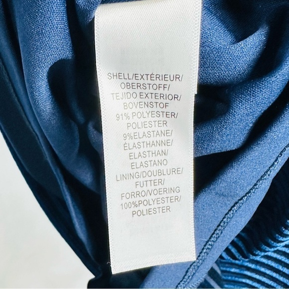 NWT Adrianna Papell Women’s Sz 10 Blue Sheer Shimmer Velvety Long Sleeve Dress - Picture 8 of 8